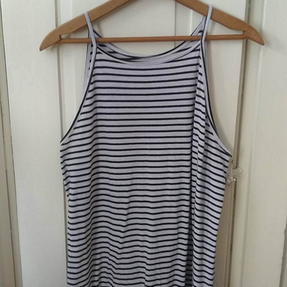 3/$15! Black and white striped tank dress